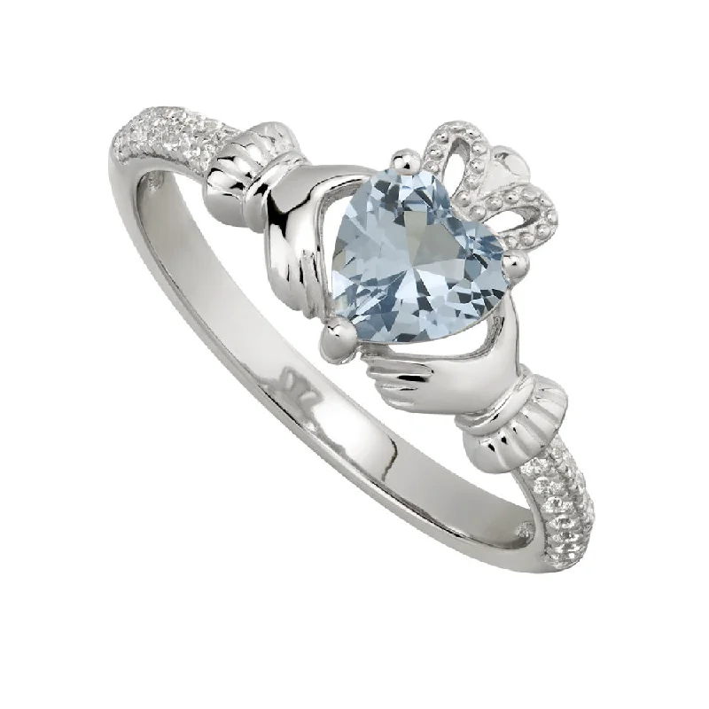 Vintage diamond rings-December Claddagh Birthstone Ring