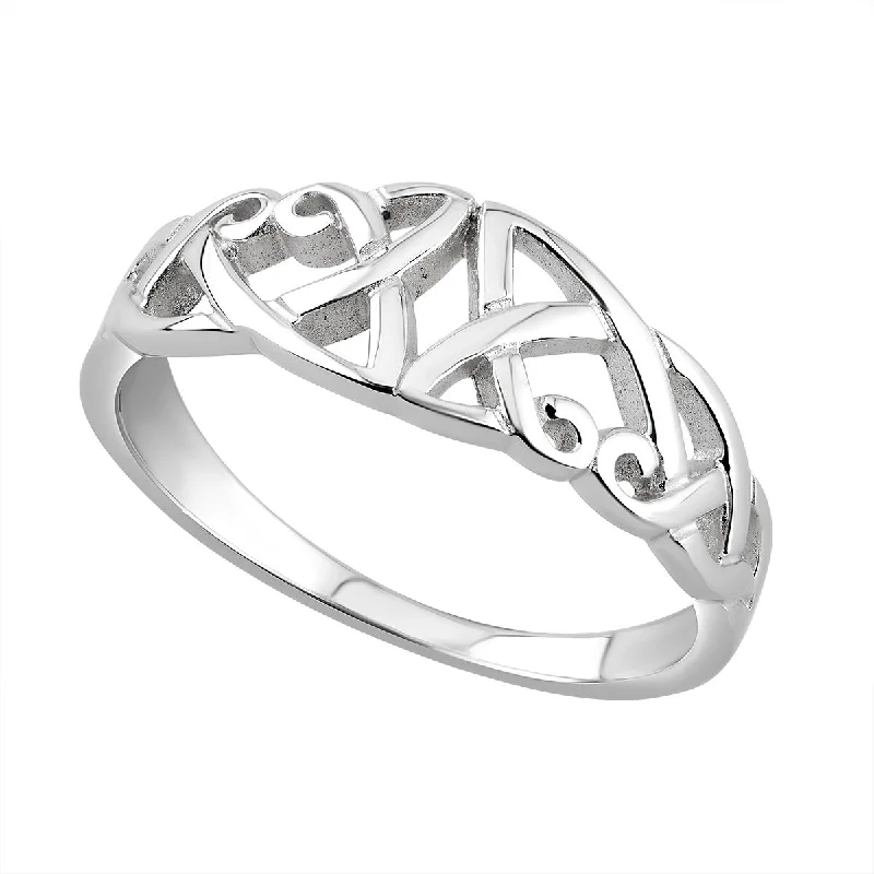 Rose gold rings-Sterling Silver Celtic Knot Ring