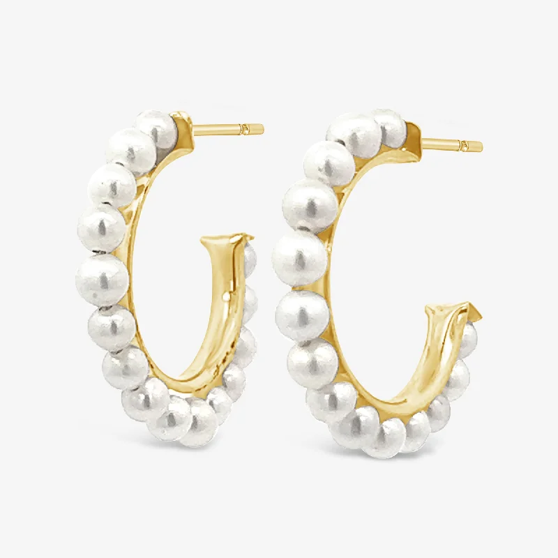 Abstract Earrings-Pearl Hoop Earrings