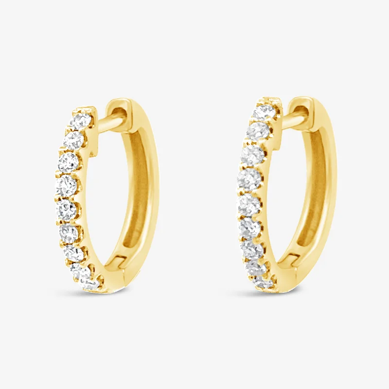 Gemstone Stud Earrings-Prong Set 0.15CT Diamond Huggie Earrings