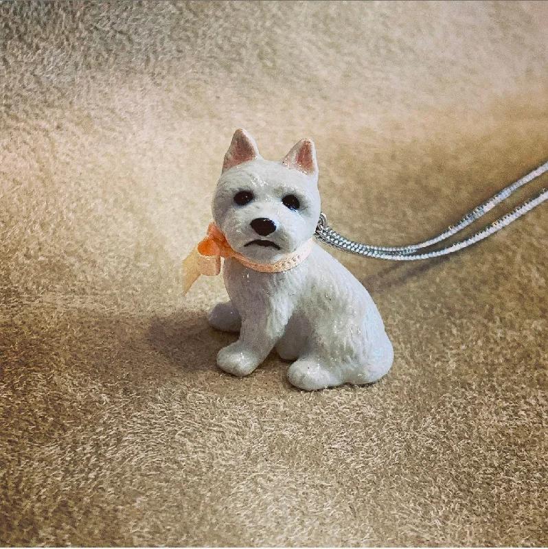 Red Stone Necklaces -Westie Pendant Necklace by AndMary West Highland Terrier