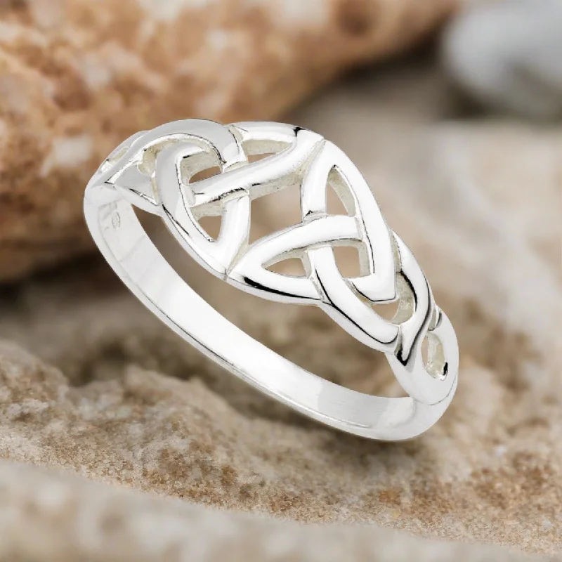 Unique birthstone rings-Sterling Silver Trinity Knot Ring