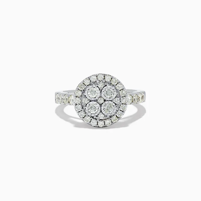 Affordable rings for engagements-14K White Gold Diamond Cluster Ring