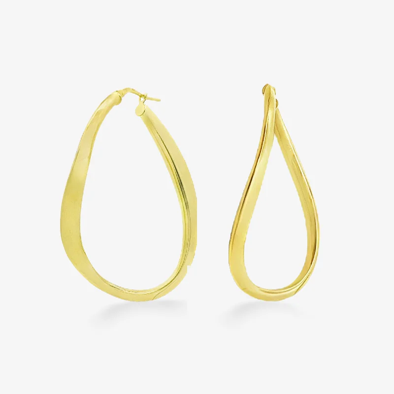 Handmade Earrings For Brides-3mm Potato Chip 2" Gold Hoop Earrings