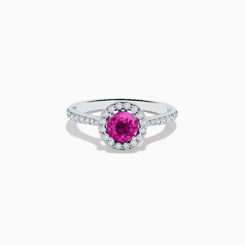 Couple's promise rings-14K White Gold Pink Sapphire and Diamond Ring