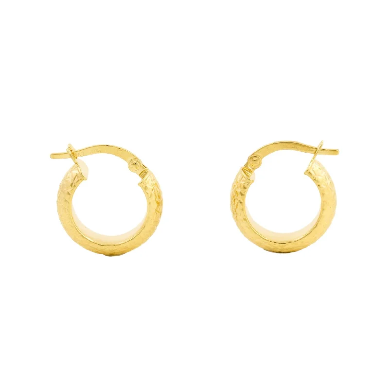 Diamond Stud Earrings-14k Gold x 5mm Textured Huggie Hoop