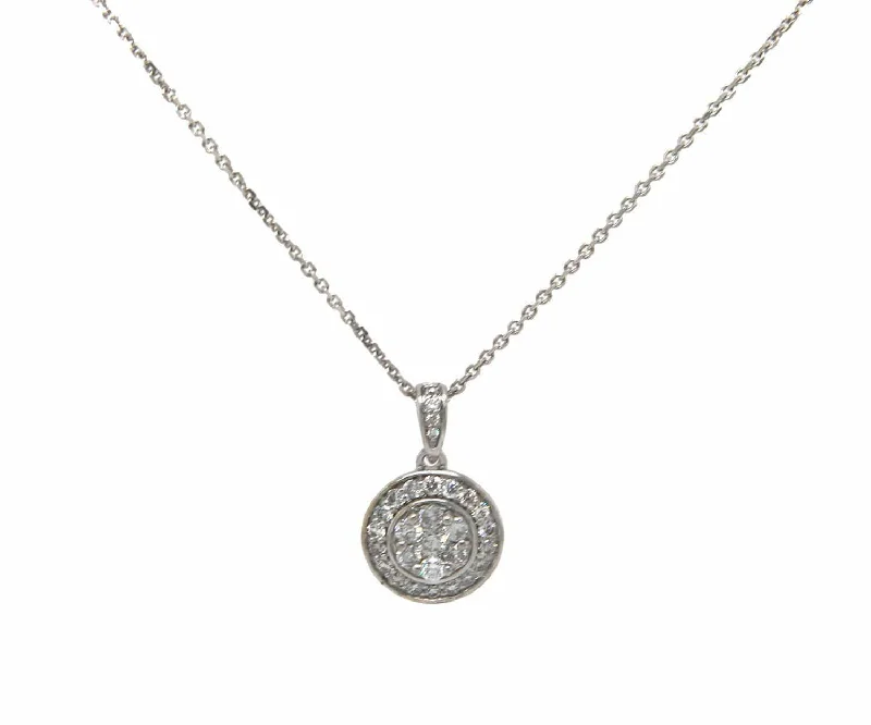 Special Occasion Necklaces -0.95ctw Diamond Cluster Frame Pendant Necklace in 14K