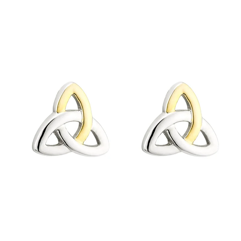 Vintage Drop Earrings-Two Tone Plated Trinity Knot Stud Earrings