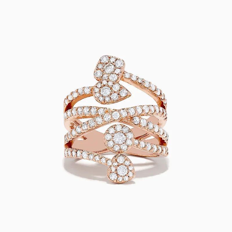 Customizable rings-14K Rose Gold Diamond Crossover Ring