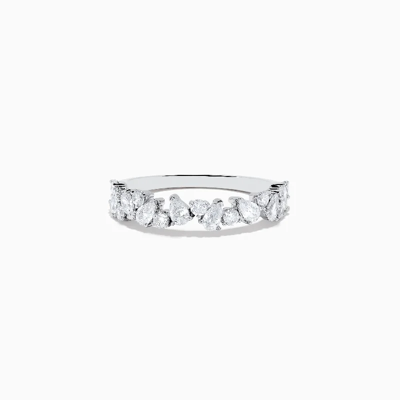 Wedding rings for men-Pave Classica 14K White Gold Multi Shape Diamond Band 0.80 TCW