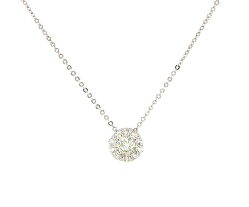 Artistic Necklaces -New 0.71ctw Diamond Scallop Frame Flower Pendant Necklace in 14K