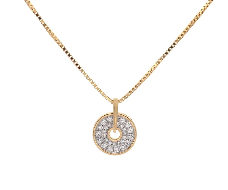 Silver-Plated Necklaces -Frederic Sage 0.45ctw Pave Diamond Firenze Spin Disc Pendant Necklace in 14K