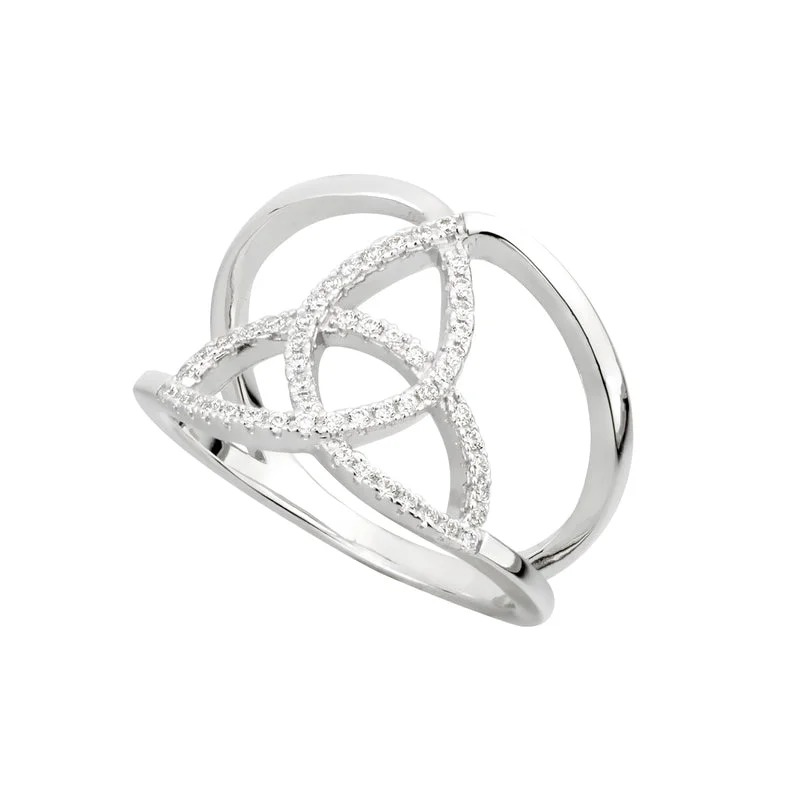 Handmade diamond rings-CZ Silver Trinity Knot Ring