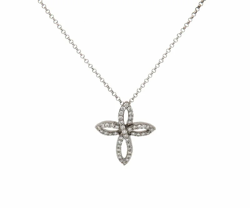 Newborn Necklaces -0.40ctw Diamond Twist Cross Pendant Necklace in 18K