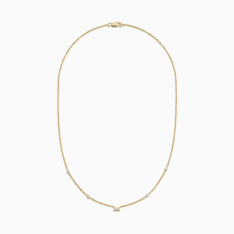 Holiday Necklaces -D'Oro 14K Yellow Gold Diamond Station Necklace, 0.23 TCW