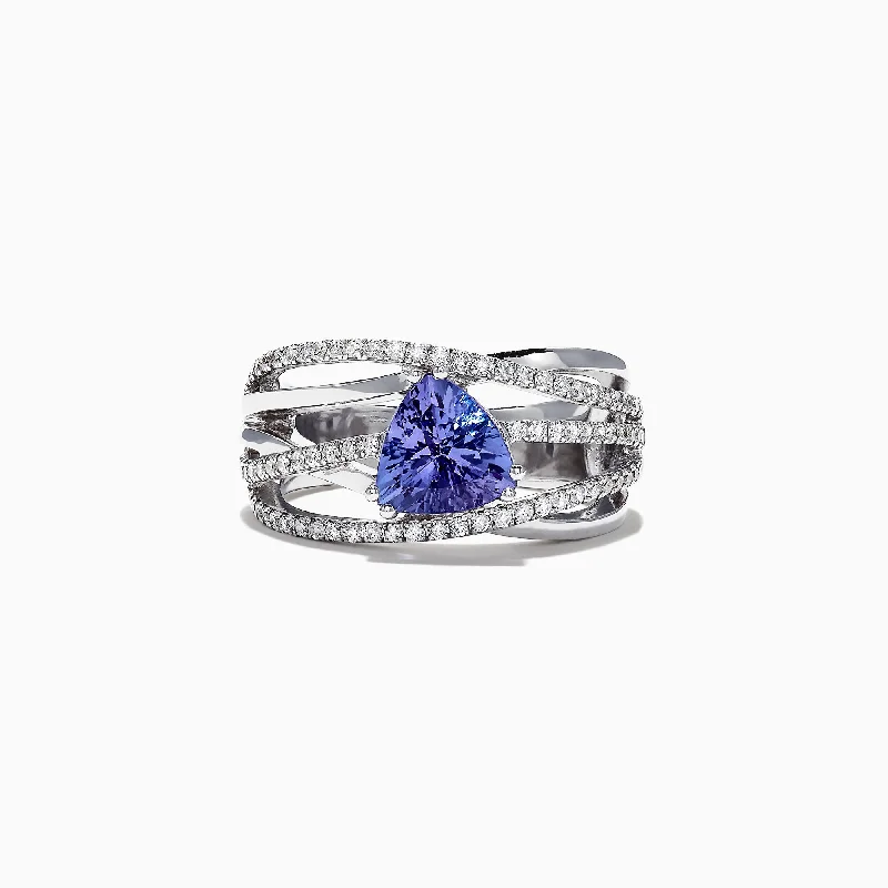 Ruby rings-14K White Gold Tanzanite and Diamond Ring, 1.97 TCW