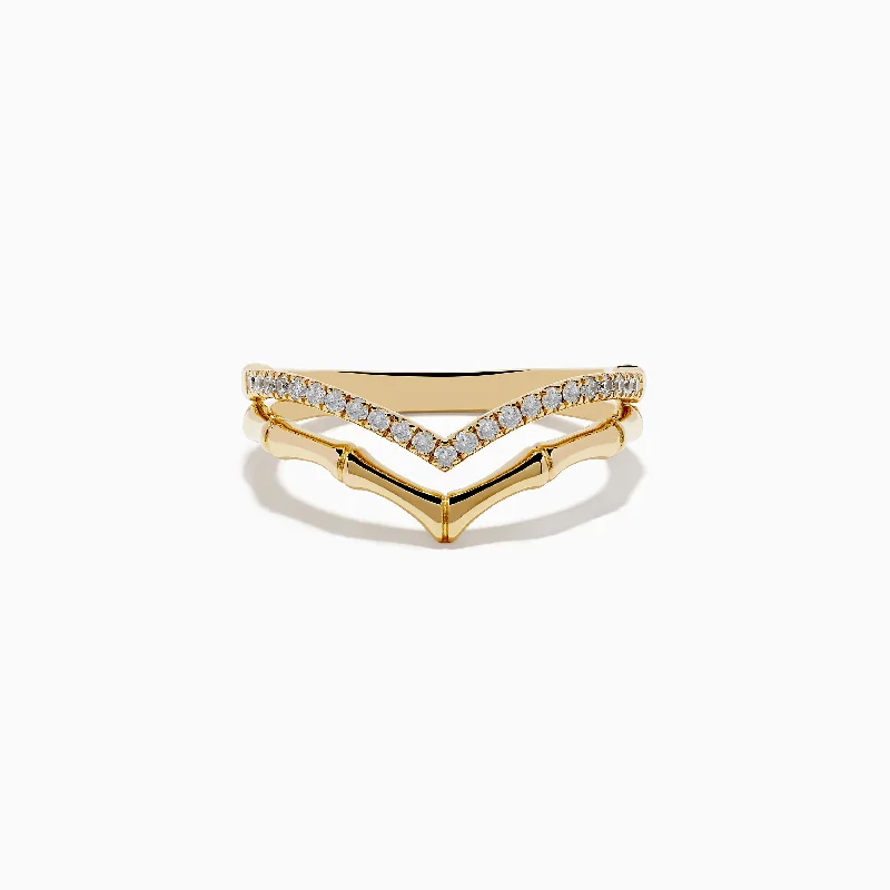 Women's rings with birthstones-D'oro 14K Yellow Gold Diamond Ring