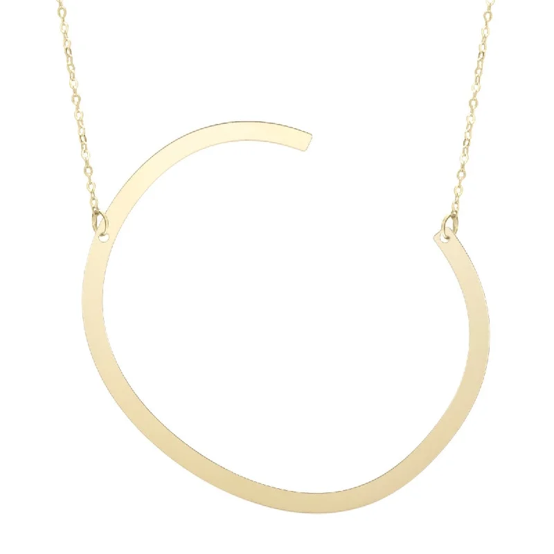 Custom Quote Necklaces -14K Yellow Gold 18" Polished Initial C Necklace with Lobster Clasp RCC10908-18