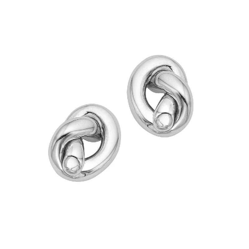 Elegant Hoop Earrings-14K White Gold Amore Knot Stud Earrings WER8512