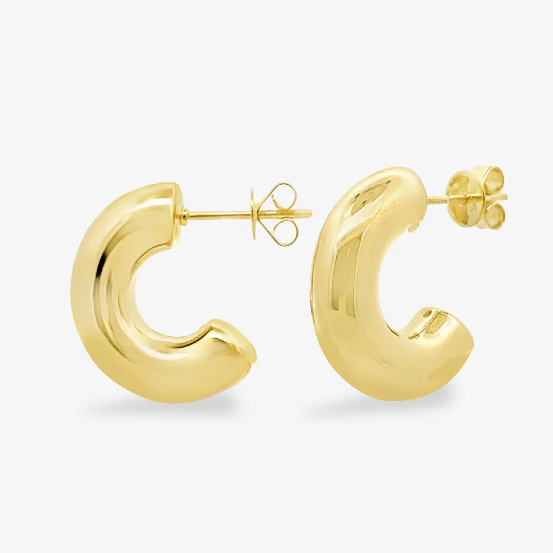 Stud Earrings Set-6MM Round 0.75" Gold Tube Hoop Earrings