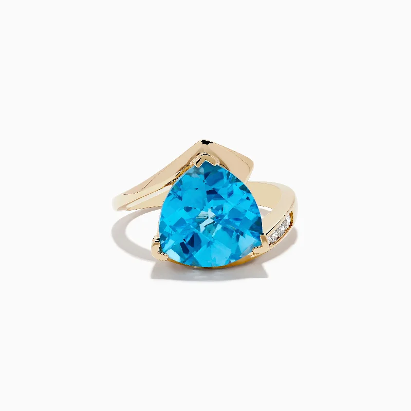 Custom rings-Ocean Bleu 14K Yellow Gold Diamond, Blue Topaz Ring