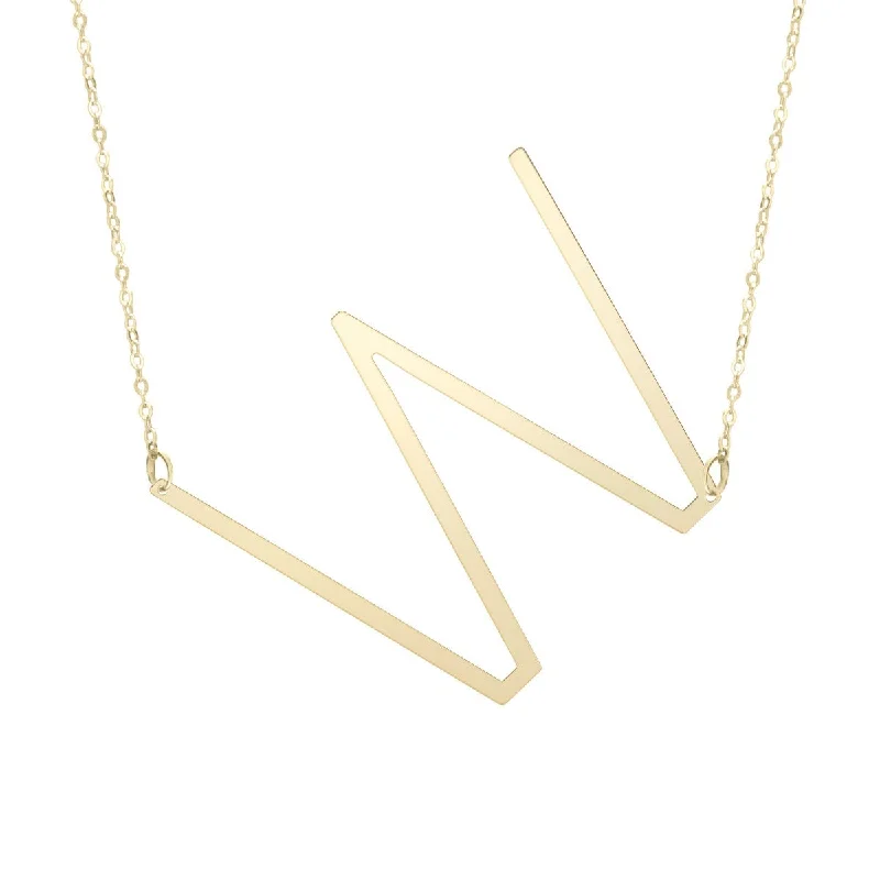 Minimalist Silver Necklaces -14K Yellow Gold Polished Initial W 18" Necklace with Lobster Clasp RCW10908-18