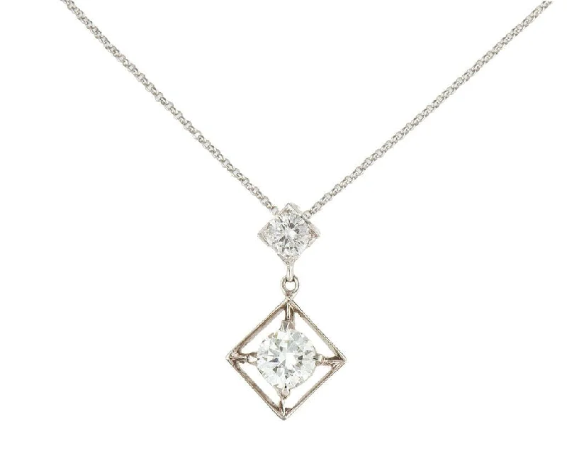 Zodiac Birthstone Necklaces -0.88ctw Transitional and Round Diamond Drop Pendant Necklace in Platinum