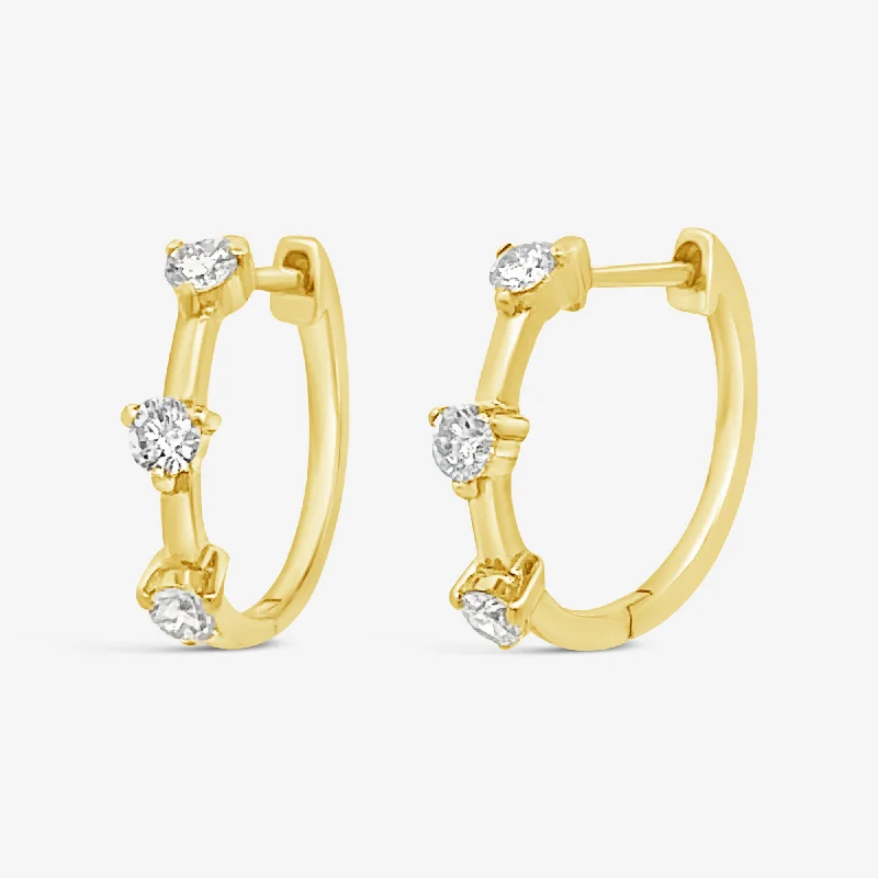 Hoop Earrings-0.5" Huggie 0.40CT Diamond Earrings