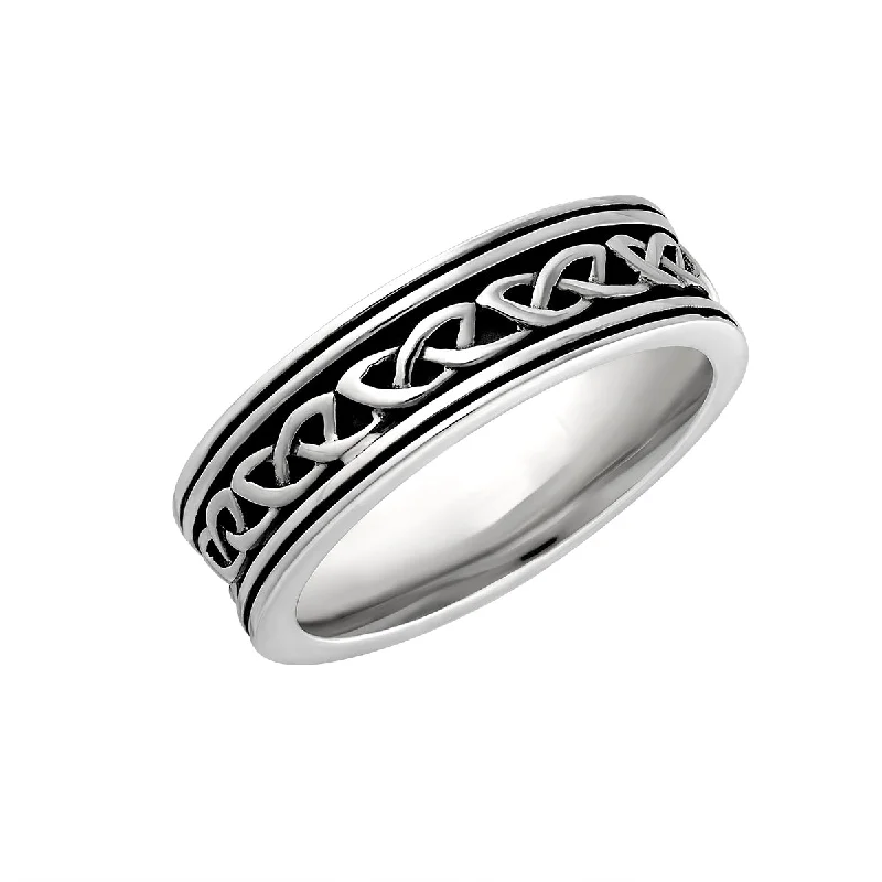 Personalized wedding rings for couples-Ladies Celtic Silver Band