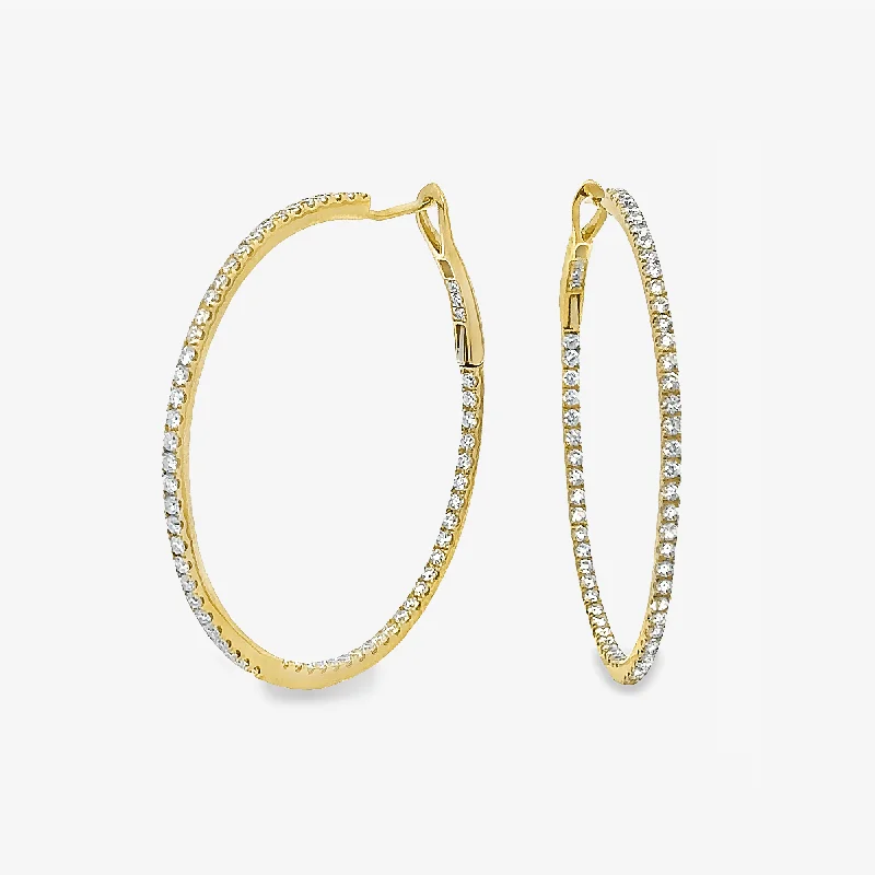 Gold Drop Earrings-Round 1.5" Whisper Thin 1.25CT Hoop Earrings