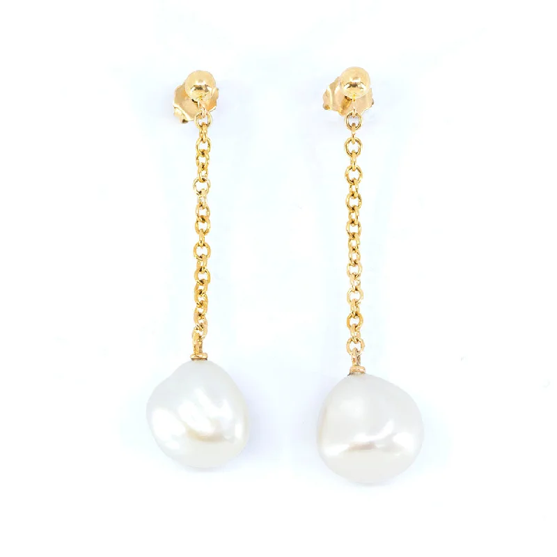 Women's Hoop Earrings Set-Pearl on a Chain Earring