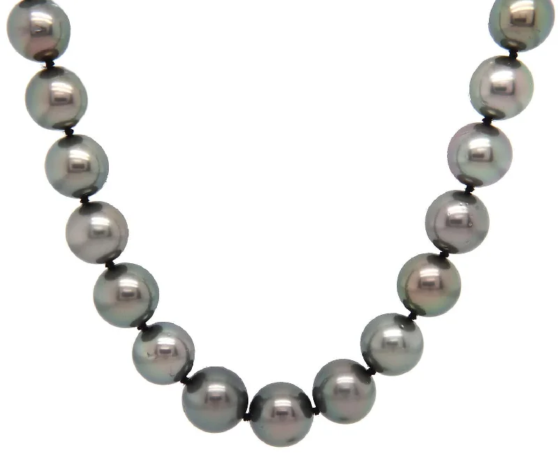 Long Gold Necklaces -Iridesse Tahitian Diamond and Graduated Pearl Strand Necklace in 18K