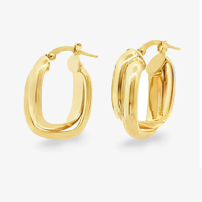 Statement Earrings For Gift-7mm Crossover Gold Hoop Earrings