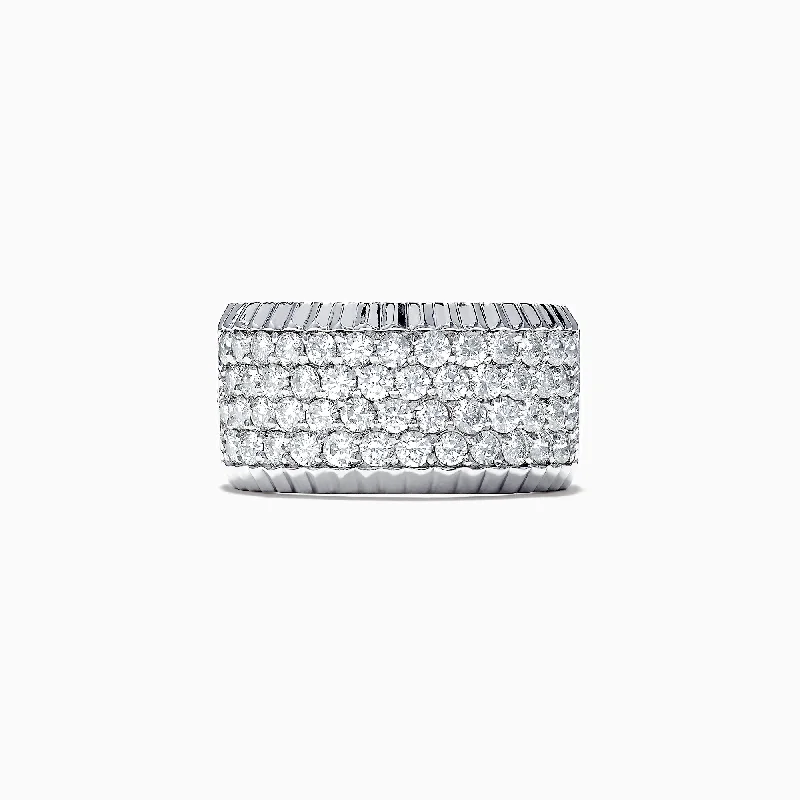 Vintage wedding bands for women-14K White Gold Diamond Pave Ring, 1.47 TCW