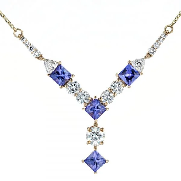 Premium Necklaces -Tanzanite and diamond lariat necklace