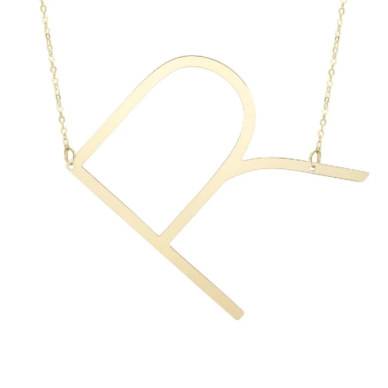 Heart Pendant Necklaces -14K Yellow Gold Polished Initial R 18" Necklace with Lobster Clasp RCR10908-18