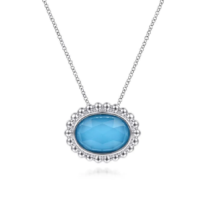 Unique Personalized Necklaces -Gabriel & Co. - NK6536SVJXT - 925 Sterling Silver Rock Crystal and Turquoise Pendant Necklace