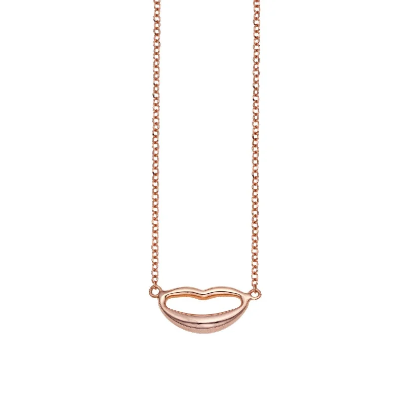 Couples Initial Necklaces -14K Rose Gold 18" Italian Kiss Necklace with Extender PRC5592-18