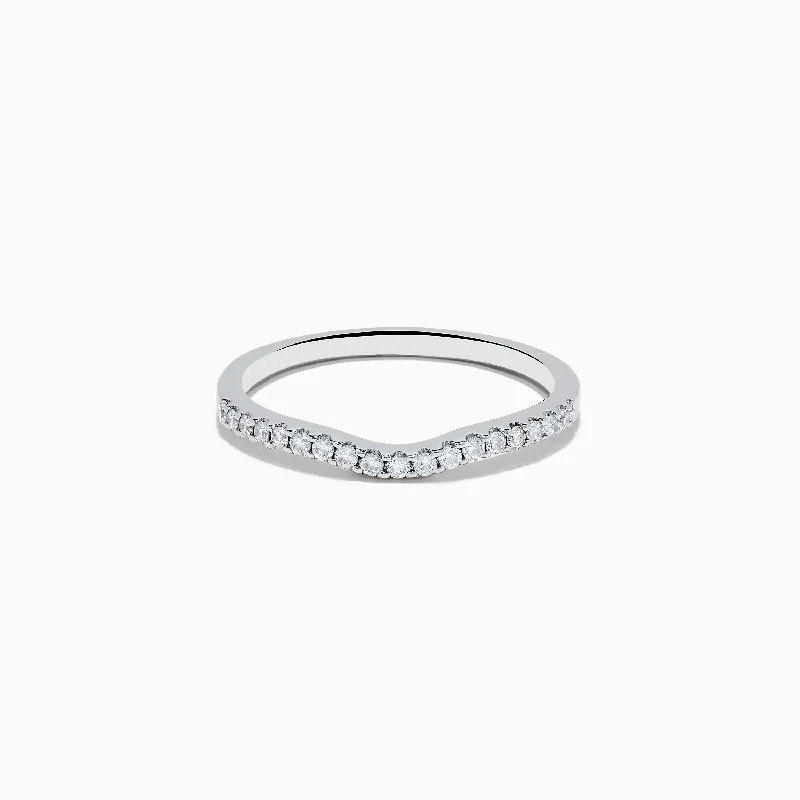 Affordable engagement rings with diamonds-14K White Gold Contoured Diamond Ring