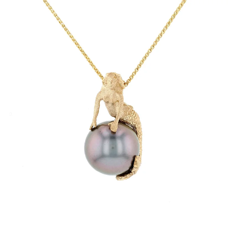 Personalized Design Pendant Necklaces -Tahitian Pearl Mermaid Pendant