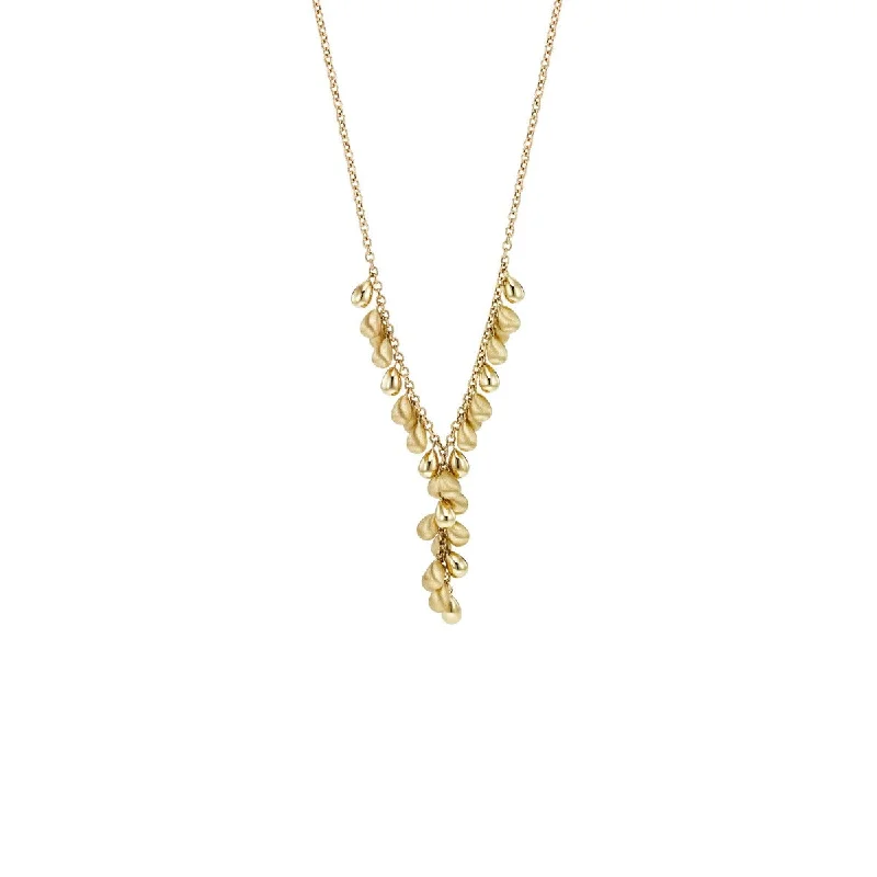 Silver Necklaces -14kt Yellow Gold Le Gocce 17" Necklace with Satin Finish and Lobster Clasp RC2206-17