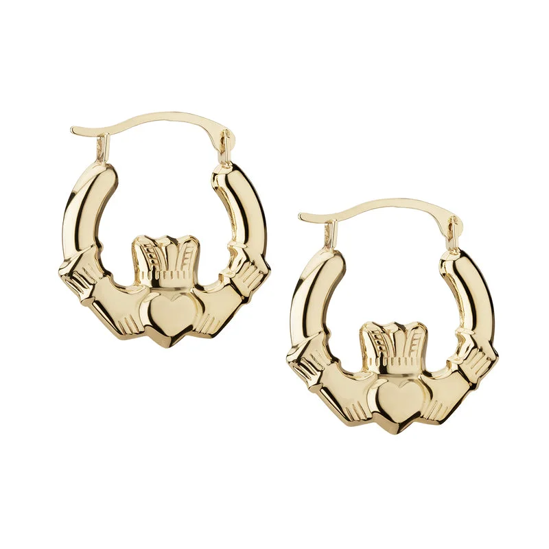 Dainty Earrings-14K Gold Claddagh Creole Small Earrings