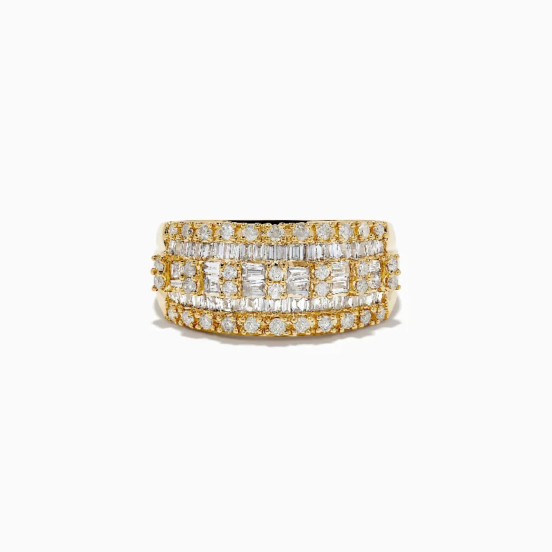 Stylish custom rings for men-D'Oro 14K Yellow Gold Diamond Ring 0.98 TCW