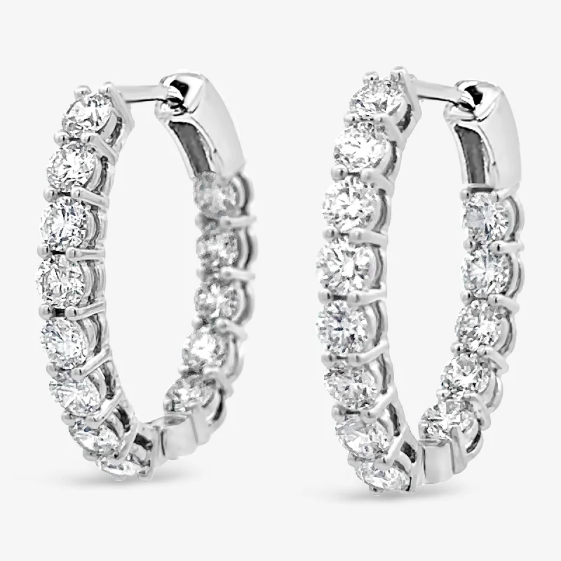 Wedding Earrings For Bride-Oval 0.75" Eternity 2.60CT Hoop Earrings