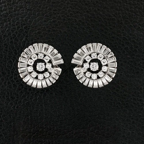 Geometric Earrings-Circular Diamond Estate Earrings