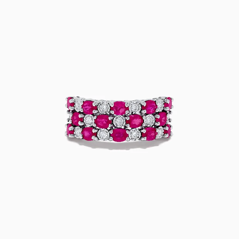 Birthstone rings-14K White Gold Ruby and Diamond Ring