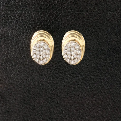 Jade Earrings-Gold & Diamond Estate Earrings