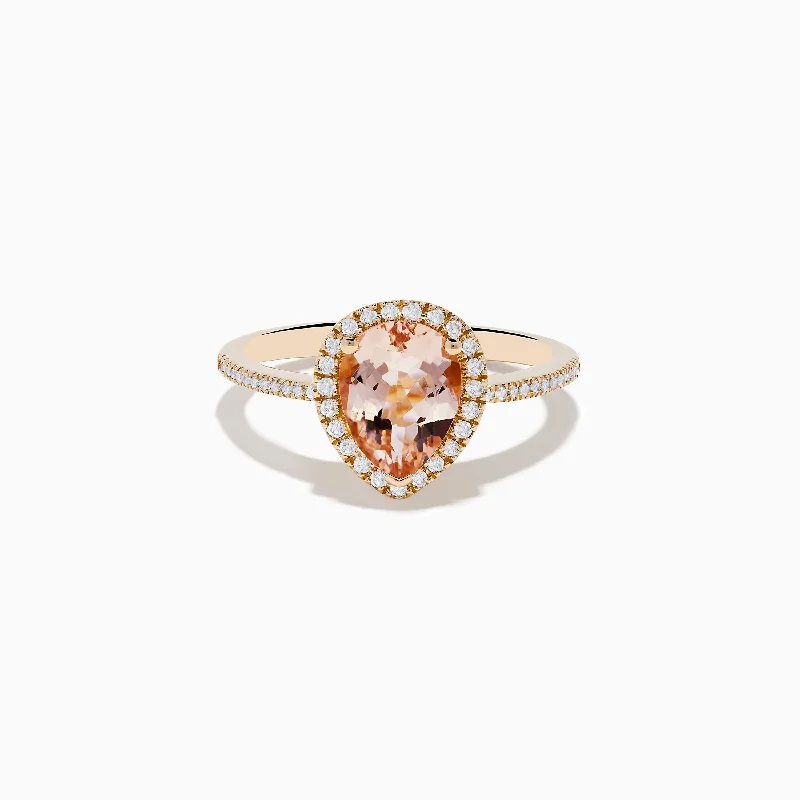 Simple silver rings-14K Rose Gold Morganite and Diamond Ring