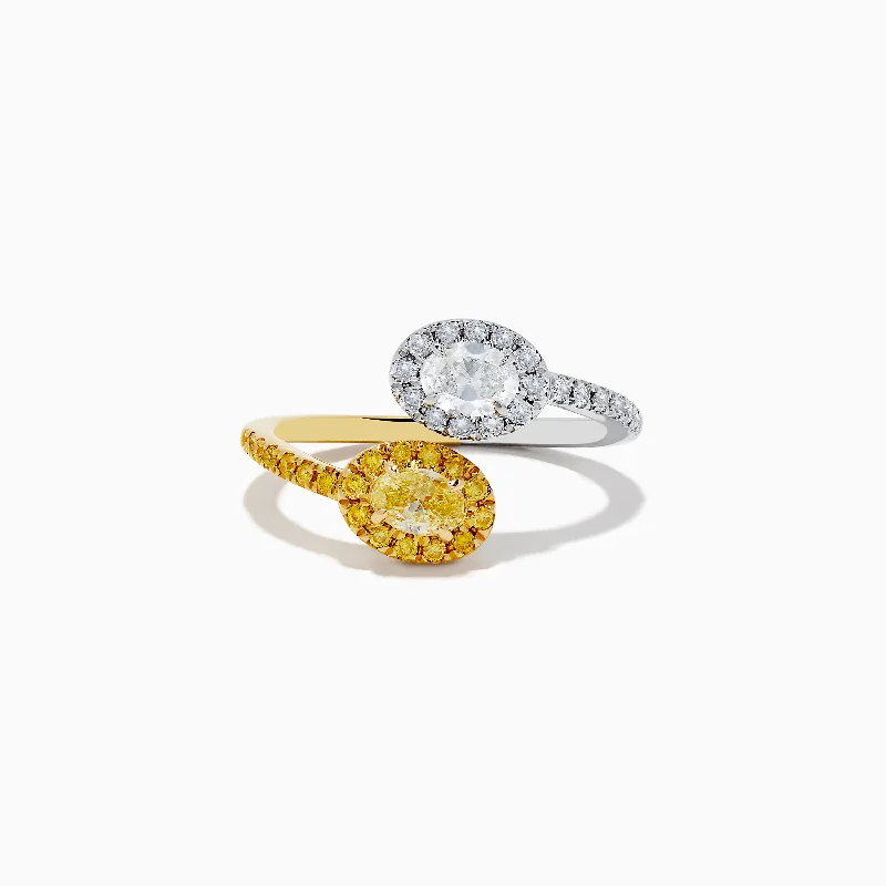 Men's engraved rings-Duo 14K 2-Tone Gold Yellow and White Diamond Toi Et Moi Ring