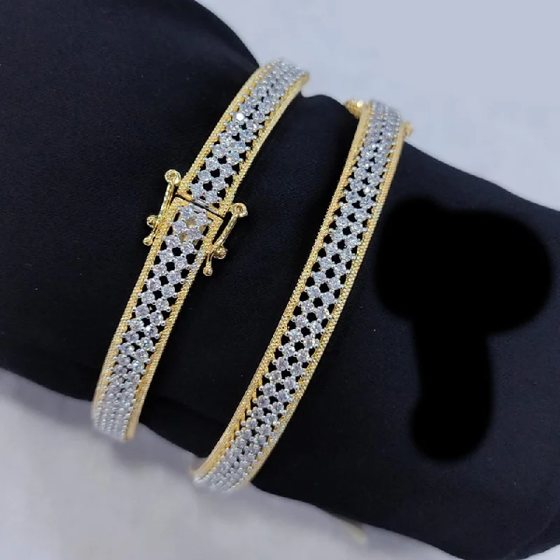 Unique Bangles For Modern Brides-Akruti Collection Gold  Plated  Austrian Stone Bangle Set